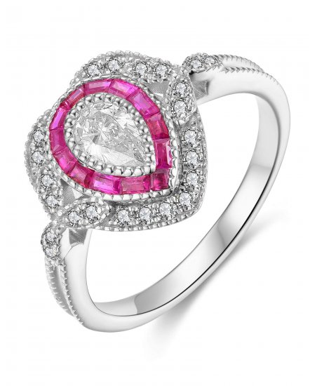 PEAR STYLE RUBY DIAMOND RING (TR4054)